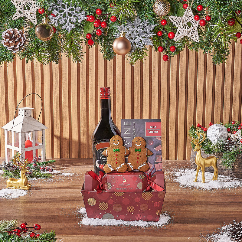 Red Sweets & Spirits Gift Set, liquor gift, liquor, chocolate gift, chocolate, christmas gift, christmas, Montreal delivery