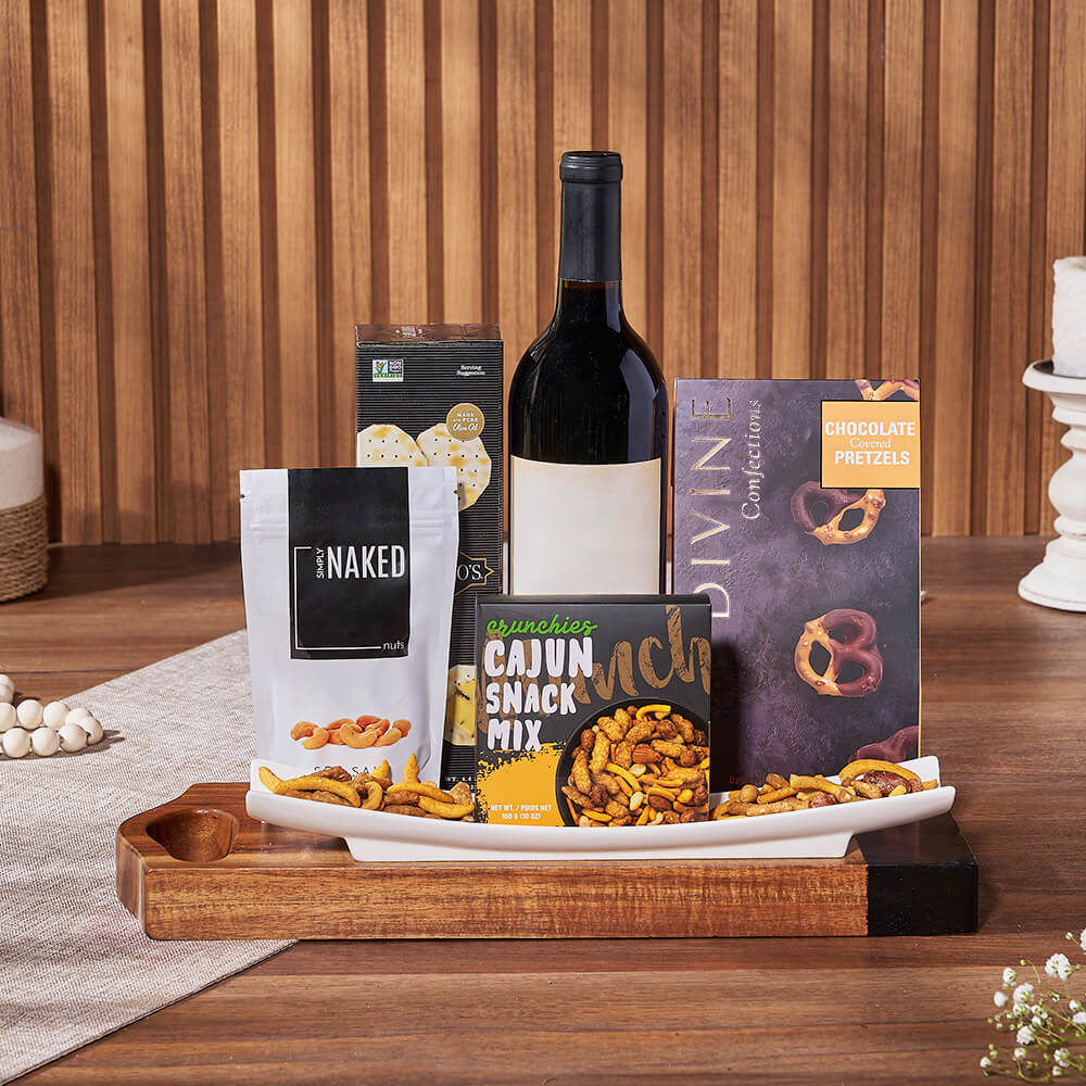 Salty Snack &amp; Wine Gift Set, wine gift, wine, snack gift, snack, nuts gift, nuts, Montreal delivery