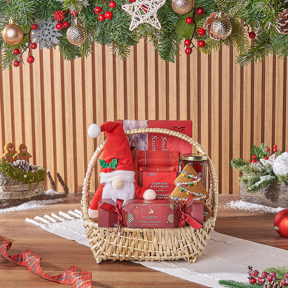 Christmas Salmon and Plush Gift Basket – how the gift is presented