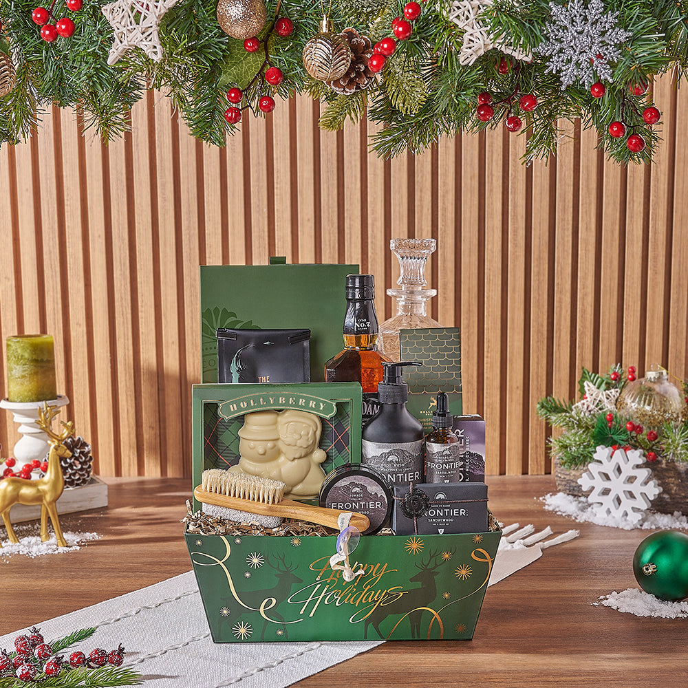 Spirits & Spa Holiday Gift Set, liquor gift, liquor, spa gift, spa, chocolate gift, chocolate, Christmas gift, Christmas, Montreal delivery