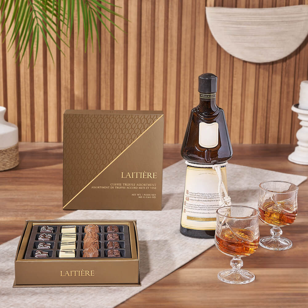 Spirits &amp; Truffle Gift Set, liquor gift, liquor, chocolate gift, chocolate, Montreal delivery