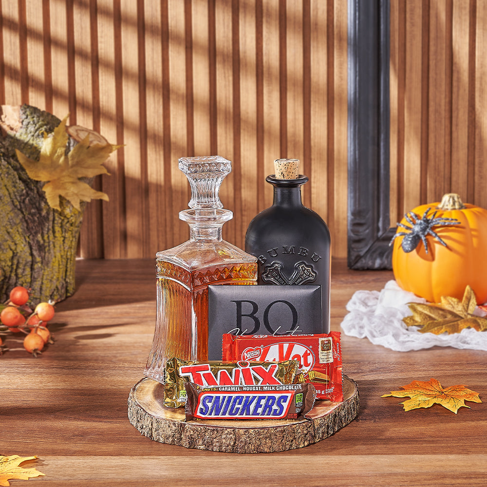Spirits of Halloween Decanter Gift, liquor gift, liquor, halloween gift, halloween, chocolate gift, chocolate, Montreal delivery