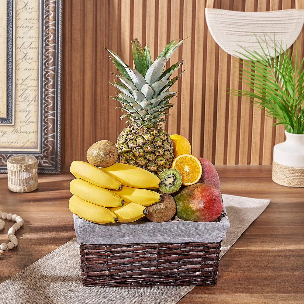 Swansea Fruit Basket with Pineapple Mango Kiwi Bananas Orange – gift basket with pineapple, 2 mangoes and 6 bananas