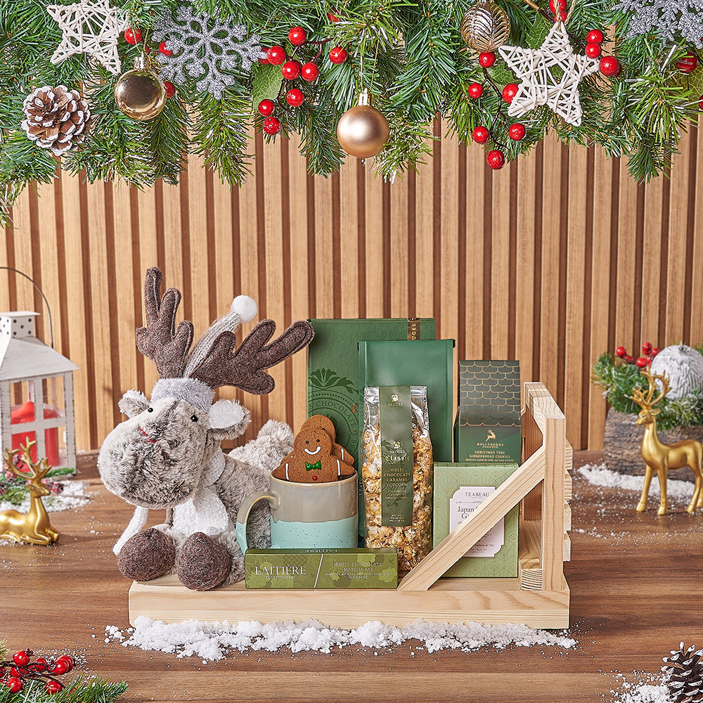 Holiday Sweet Sleigh Gift Basket – how the gift is presented