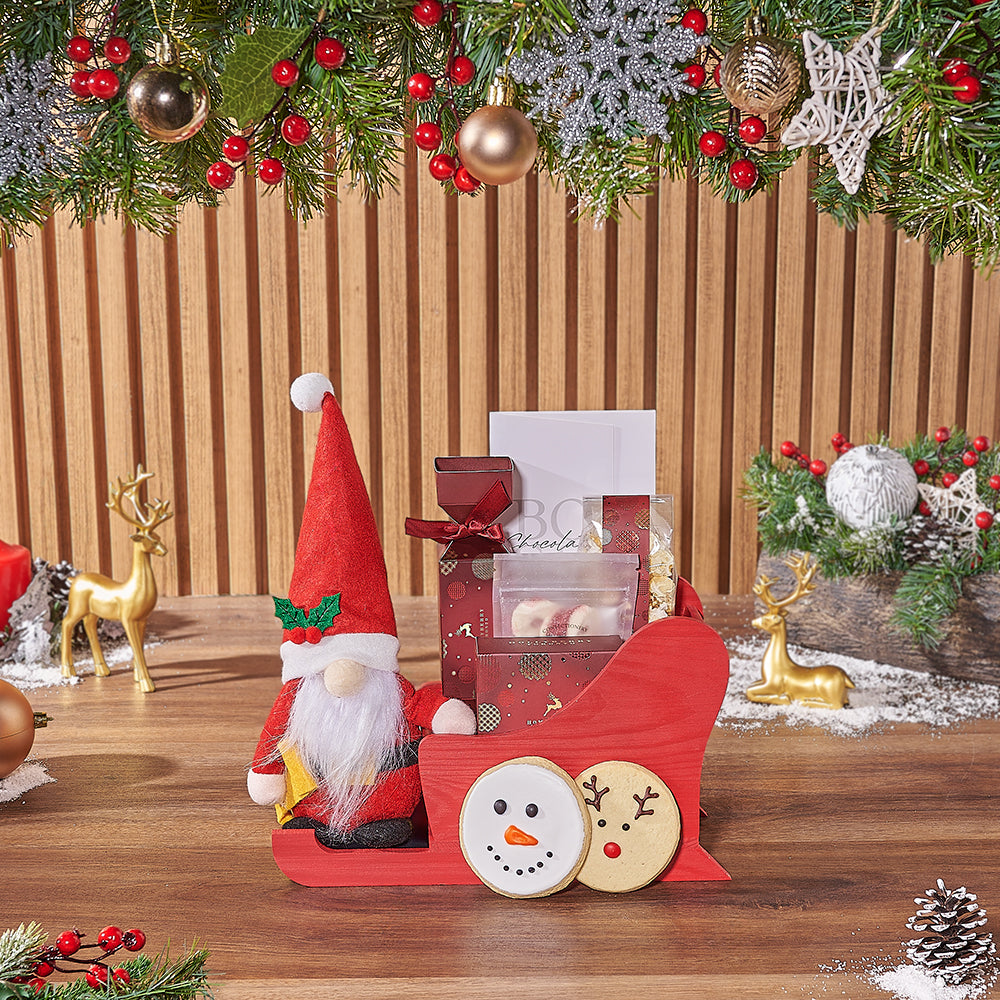Holiday Sleigh Chocolate and Plush Set – how the gift is presented
