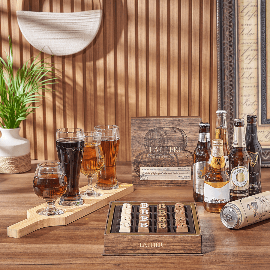 Sweet Truffle & Beer Flight, beer flight gift, beer flight, beer gift, beer, chocolate gift, chocolate, Montreal delivery