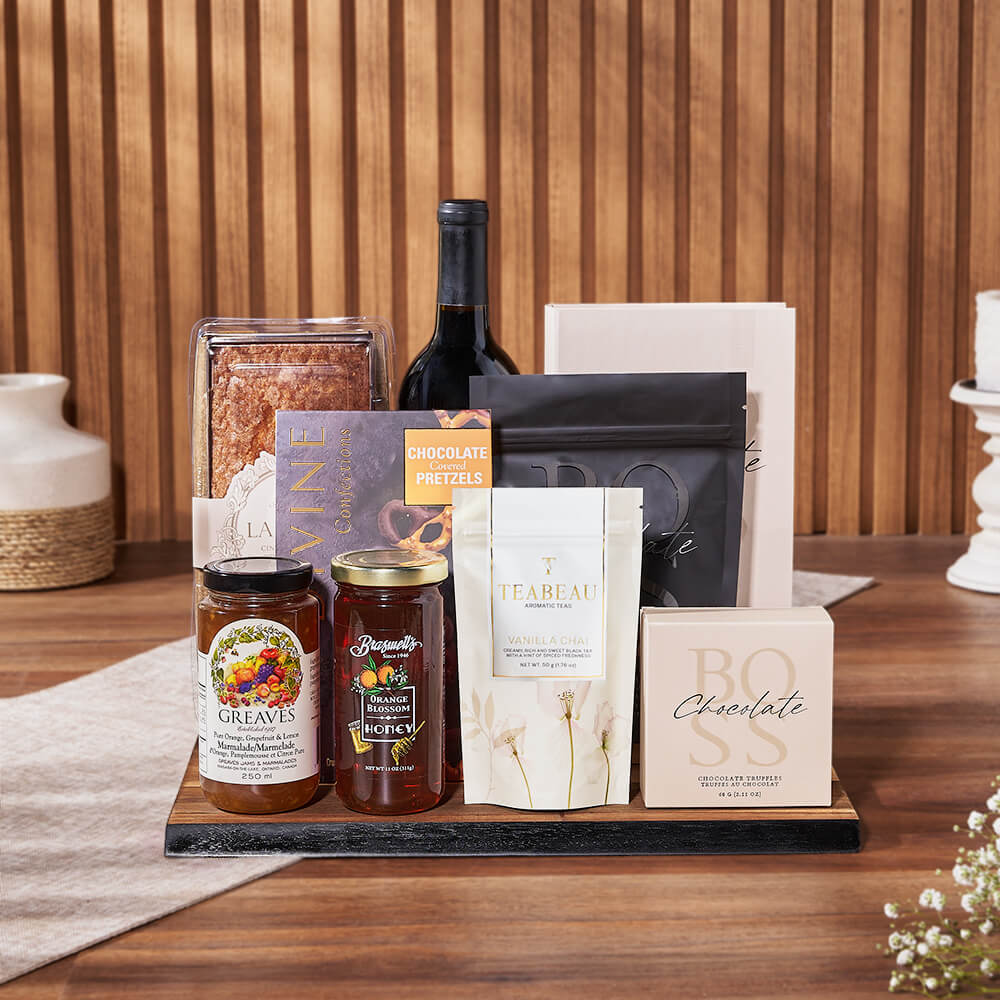 Sweet & Crunchy Wine Gift Set, wine gift, wine, tea gift, tea, Montreal delivery