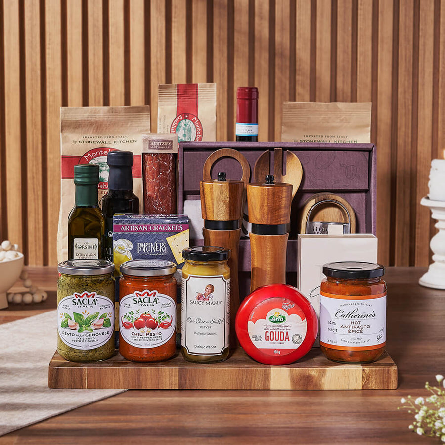 Tantalizing Treats & Wine Set, wine gift, wine, pasta gift, pasta, gourmet gift, gourmet, Montreal delivery