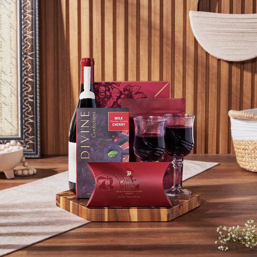 Tempting Chocolate & Wine Gift, wine gift, wine, chocolate gift, chocolate, Montreal delivery