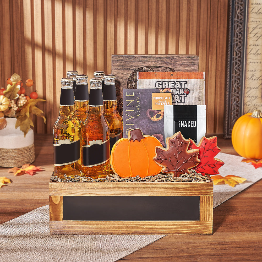 Thanksgiving Beer &amp; Treats Basket, thanksgiving gift, thanksgiving, beer gift, beer, cookie gift, cookie, Montreal delivery
