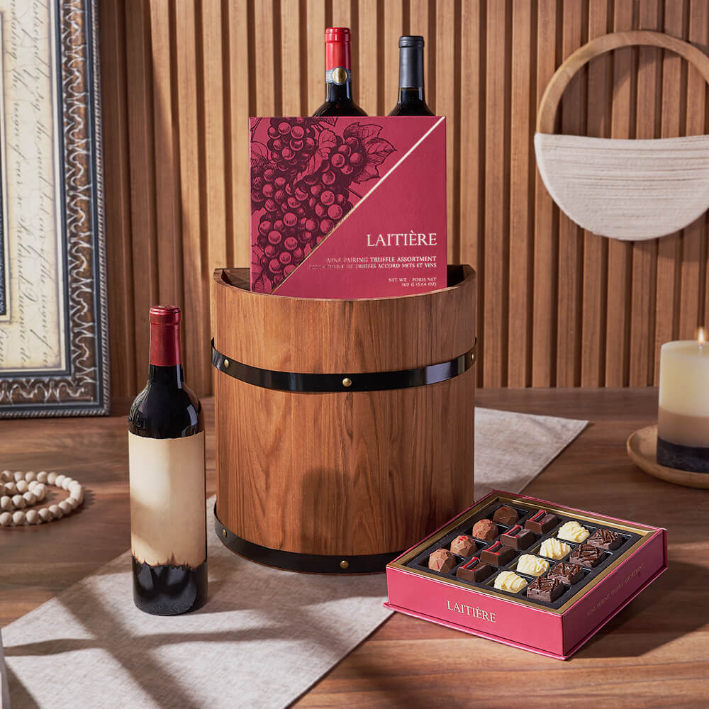 The Wine and Chocolate Collection Gift Basket, wine gift, wine, wine trio gift, wine trio, chocolate gift, chocolate, Montreal  delivery