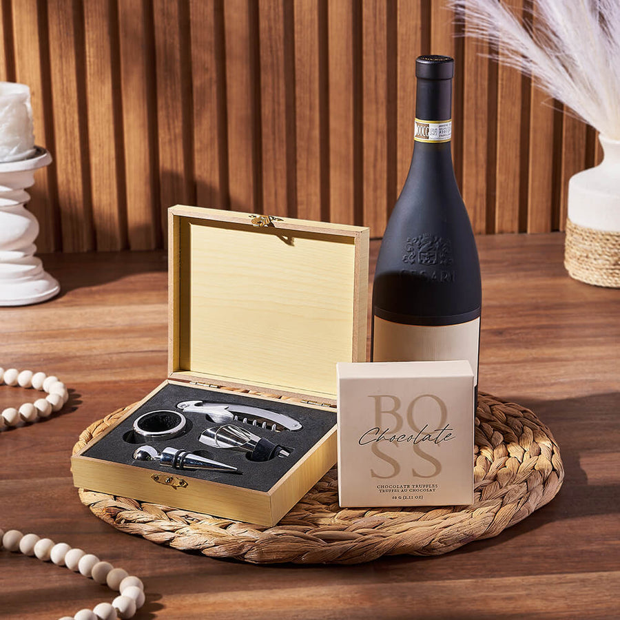Uptown Wine & Truffles Basket, wine gift, wine, chocolate gift, chocolate, Montreal delivery