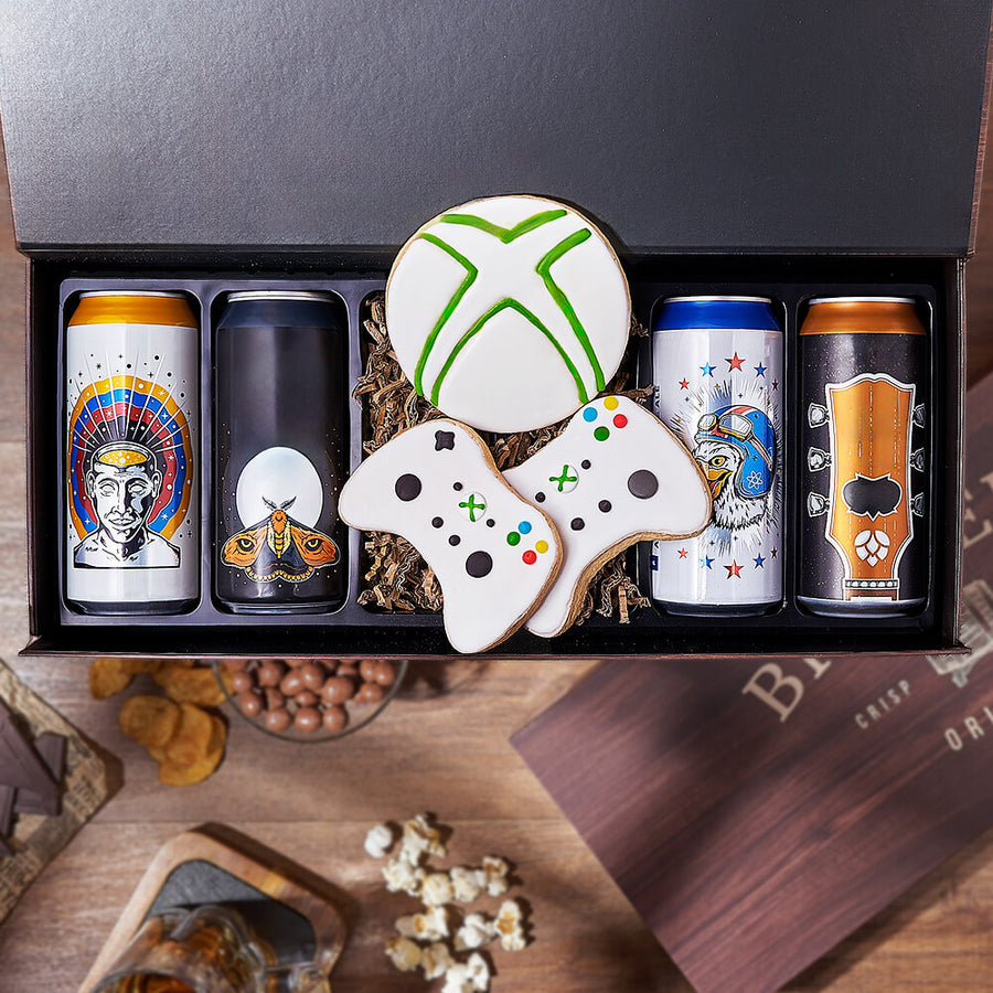 Video Game & Craft Beer Box, beer gift, beer, gaming gift, gaming, cookie gift, cookie, Montreal delivery