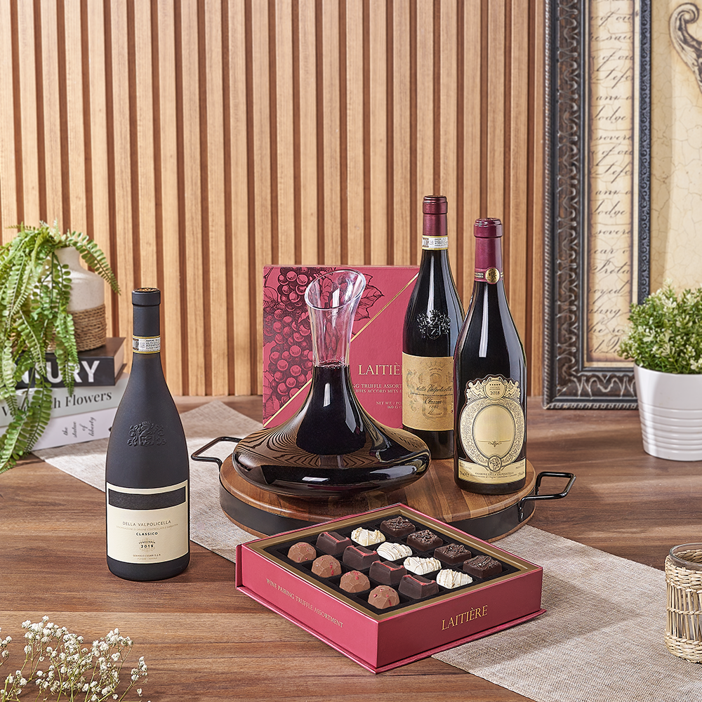 Custom gift basket with wine chocolate and gourmet items in Montreal