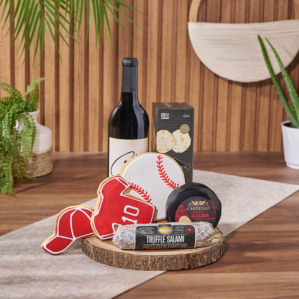 Wine &amp; Baseball Cookie Gift, wine gift, wine, baseball gift, baseball, sports gift, sports, Montreal delivery