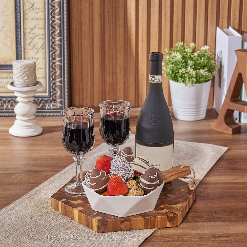 Red Wine with Glasses Gift – how the gift is presented