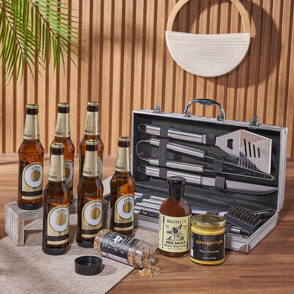 Zesty Barbeque Grill Gift Set with Beer, beer gift, beer, grill gift, grill, bbq gift, bbq, Montreal delivery