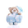 Blue Hugging Blanket Bear from Montreal Baskets - Plush Gift - Montreal Delivery.