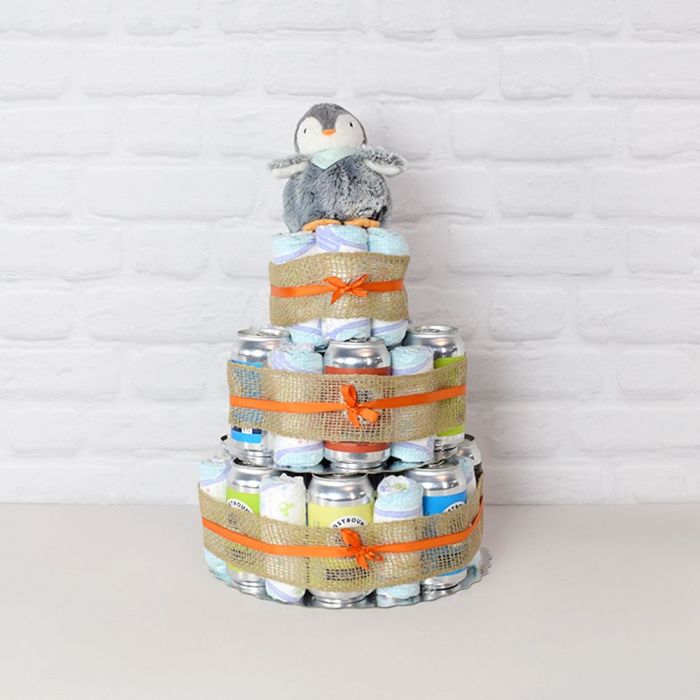 Craft Beer &amp; Baby Diapers Gift Set from Montreal Baskets - Beer Gift Basket - Montreal Delivery