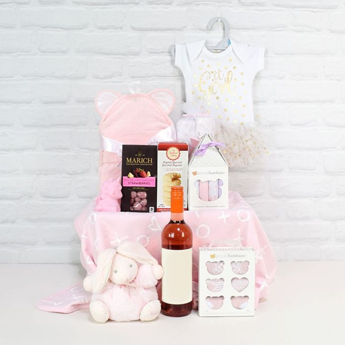 Deluxe Mommy &amp; Baby Girl Gift Basket from Montreal Baskets - Wine Gift Basket -Montreal Baskets- Montreal Delivery