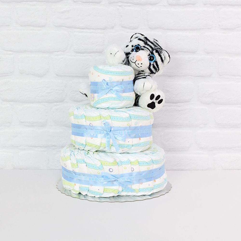 Diapers &amp; Plush Tiger Gift Set from Montreal Baskets - Plush Gift Set - Montreal Delivery