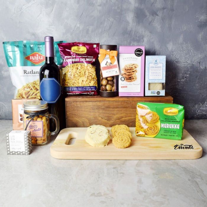 Festive Goodies Diwali Gift Basket from Montreal Baskets - Wine Gift Basket - Montreal Delivery.