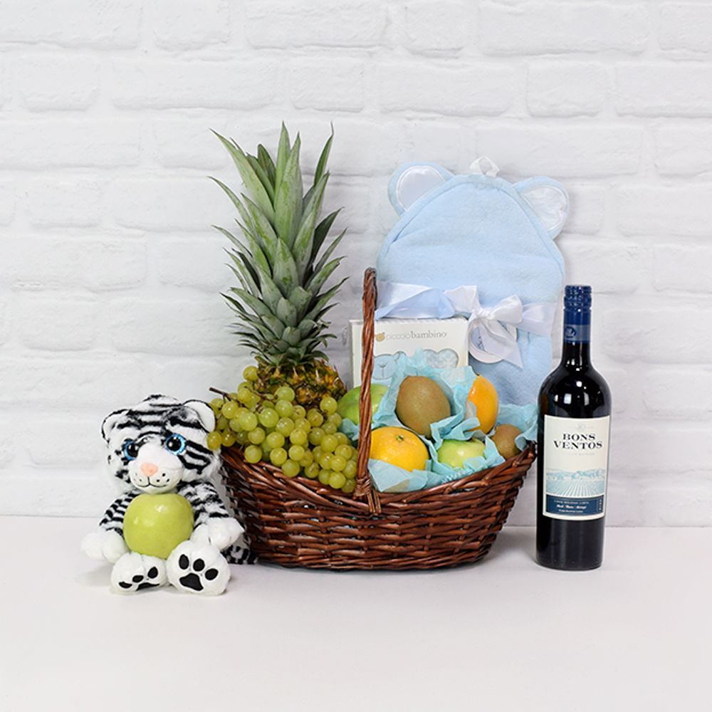 The Fruit Cocktail &amp; Cuddles Gift Set is the ideal present for sending hugs, kisses and best wishes to the newborn and the happy family from Montreal Baskets - Montreal Delivery