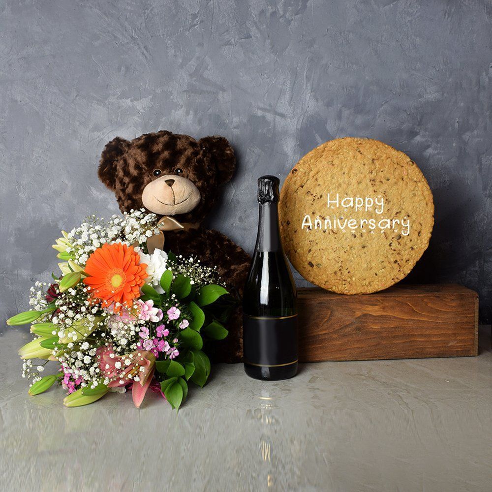 Happy Anniversary Cookie & Champagne Gift Set from Montreal Baskets - Montreal Delivery