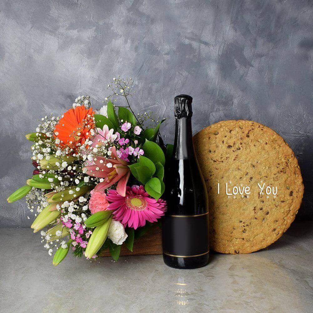 “I Love You” Cookie Cake Gift Set from Montreal Baskets - Champagne Gift Basket - Montreal Delivery