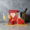 "Kingsway Valentine’s Day Basket" A Bottle of Champagne with Chocolates and A Heart Shaped Cookie from Montreal Baskets - Montreal Delivery