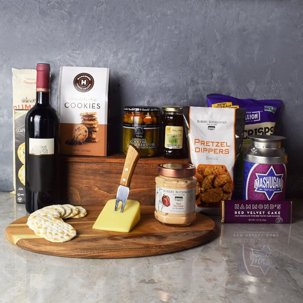 Kosher Wine &amp; Cheese Basket from Montreal Baskets - Wine Gift Set - Montreal Delivery