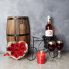 "Morningside Valentine’s Day Basket" Flowers with Wine bottle and 2 Wine Glasses from Montreal Baskets - Montreal Delivery