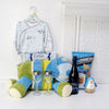 "New Parent Luxury Gift Basket" Wine with Plush Toy, Baby shirt, and pant from Montreal Baskets - Montreal Delivery