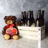 "Parkdale Valentine’s Day Gift Crate" Beers and Plushy Bear from Montreal Baskets - Montreal Delivery