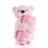 "Pink Hugging Blanket Bear" Plush toy holding a Pink Blanket from Montreal Baskets - Montreal Delivery