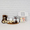 "Precious Baby Gift Set" Teddy Bear, Baby Socks, and Washcloth with Cupcakes and Brownies from Montreal Baskets - Montreal Delivery
