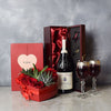 "Richview Valentine’s Day Wine Basket" Wine, Flowers with Succulent Plants, and Chocolate from Montreal Baskets - Montreal Delivery