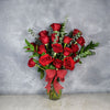 "Rosedale Valentine’s Day Vase" Bouquet of 18 Hand-Tied Red Roses in a Glass Vase from Montreal Baskets - Montreal Delivery
