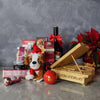 "Yuletide Liquor & Snack Basket" Selection of gourmet treats and a bottle of liquor from Montreal Baskets - Montreal Delivery